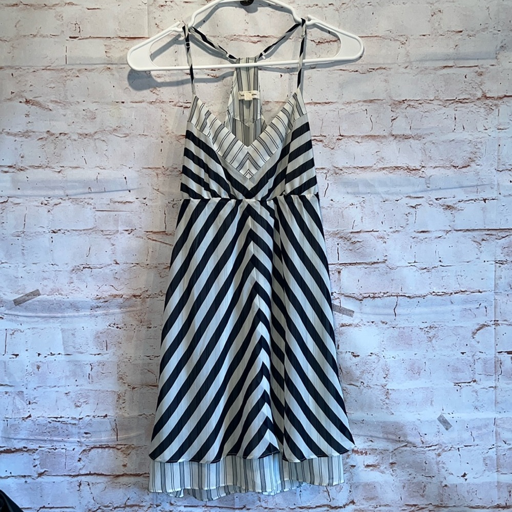 Anthropology Silence Noise Dress Womens Small White Black Striped Sundress